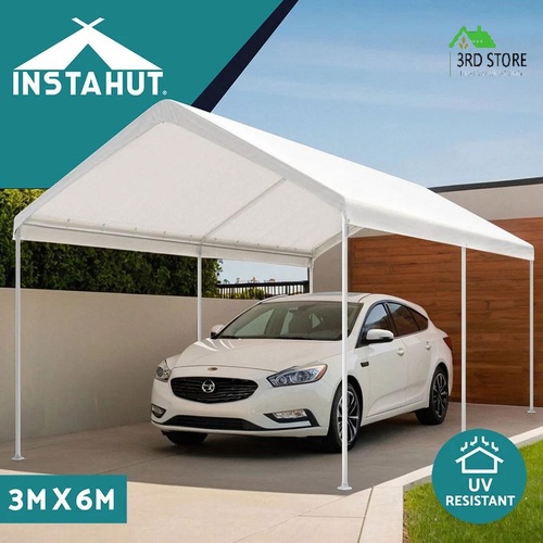 Carports 3x6m Carport Kits Steel Shelter Gazebo Canopy Tent Portable Garden Shed