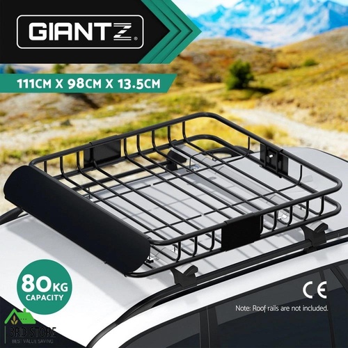 Giantz Universal Car Roof Rack Basket Luggage Carrier Steel Vehicle Cargo 111cm