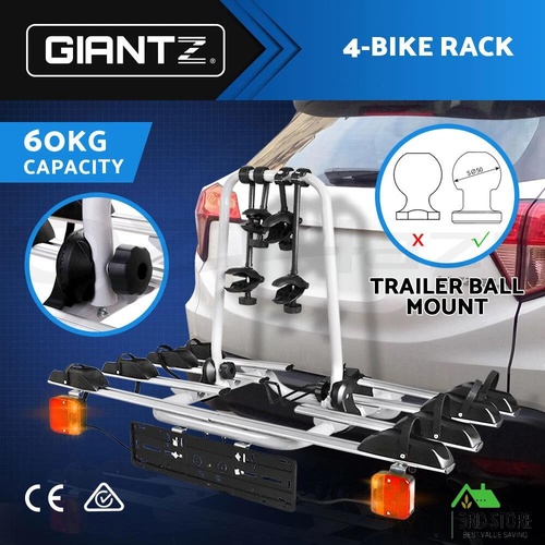 Giantz Bicycle Bike Carrier Rack Towbar Hitch Ball Mount Car Rear Rack 4Bicycles