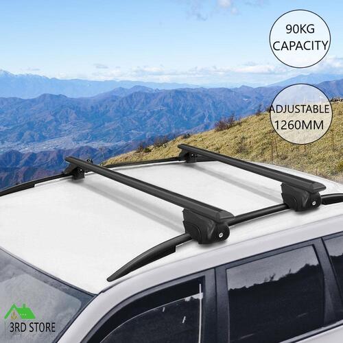 Universal Car Roof Rack Aluminium Cross Bars Adjustable 135cm Black Upgraded