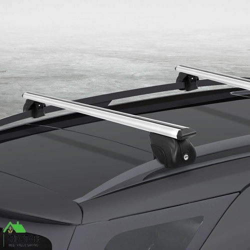 Universal Car Roof Rack Aluminium Cross Bars Adjustable 135cm Silver Upgraded
