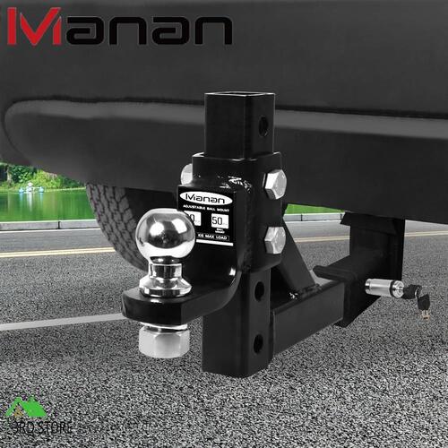 Manan Adjustable Tow Bar Tongue Hitch Towing 2" Ball Mount Caravan Trailer 4WD