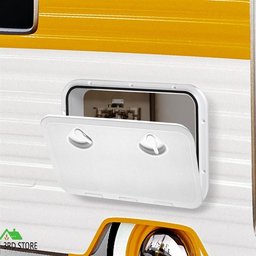 Manan Access Hatch White Lid Locked Caravan Storage Boat RV Camper 440x315mm