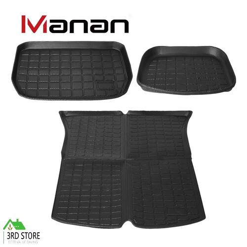Manan Tesla Model Y Floor Mats Front Rear Trunk +Toolbox Anti-Slip Car Carpets