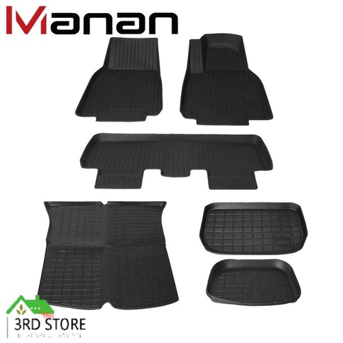 Manan Tesla Model Y Floor Mats Rear Front Trunk Toolbox Liner 3D Car Carpets