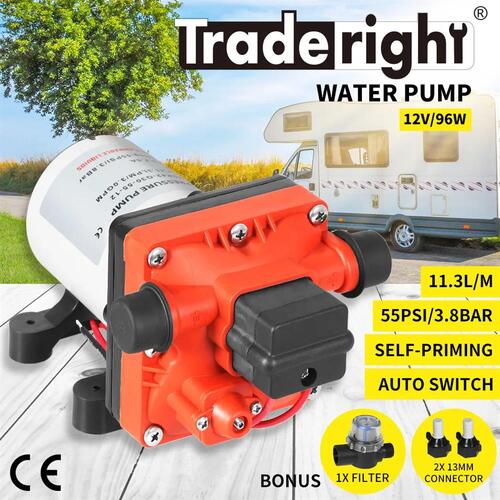 Caravan Water Pump 40PSI Pressure 12V Self-priming Rv Camper Boat Camping 17Lpm