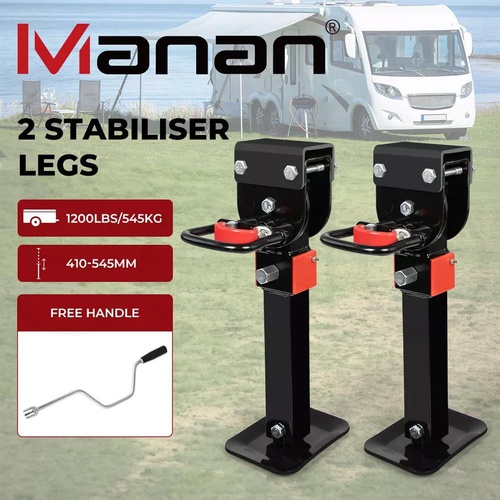 Manan 2X 400mm Drop Down Corner Stabilizer Legs 1200LB Caravan Trailer Steel