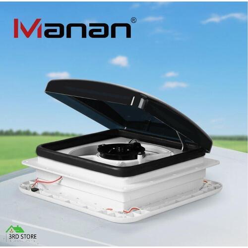 Manan Caravan Roof Vent RV Shower Hatch Air Exhaust Fan 12V LED Light Trailer