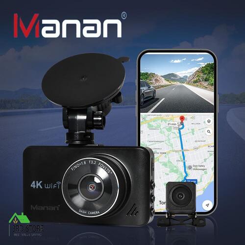 Dual Dash Camera Front and Rear Wifi 4K GPS Dashcam Car Camera Free 64G Card
