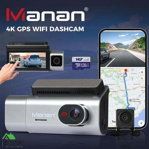 RETURNs Maman 4K Dash Camera Front Rear Inside 3 Len Car Dashcam Recorder Wifi GPS 128G