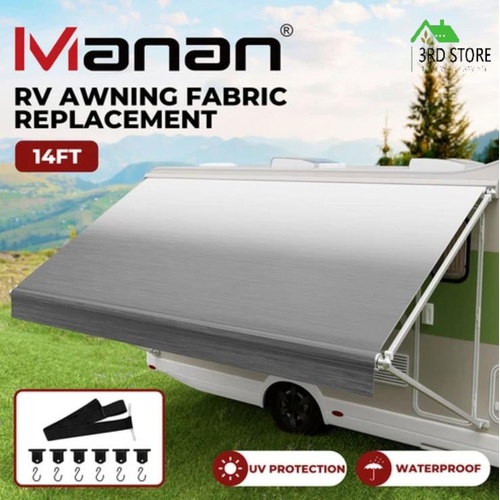 Manan RV Awning Fabric Replacement 14FT 18.05oz Shading Roll Out Vinyl Caravan