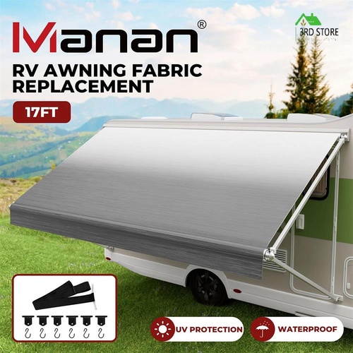 Manan RV Awning Fabric Replacement 17FT 18.05oz Shading Roll Out Vinyl Caravan