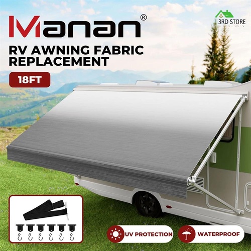 Manan RV Awning Fabric Replacement 18FT 18.05oz Shading Roll Out Vinyl Caravan