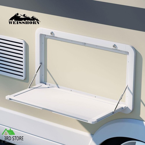 Weisshorn Caravan Table 800 x 450mm Camping Motorhome Folding Lockable White