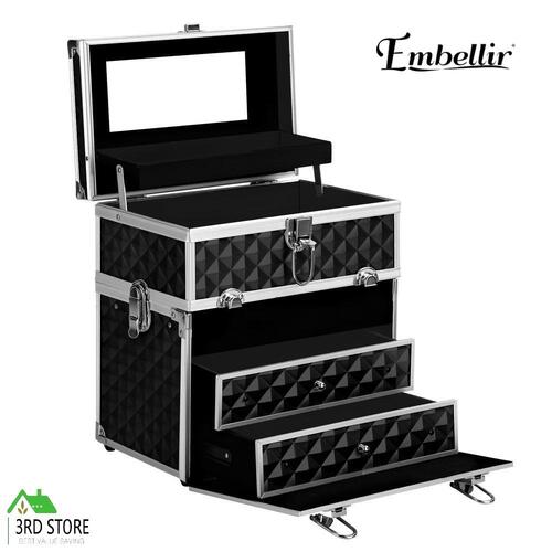 Embellir Makeup Case Makeup Organiser Beauty Case Professional Portable Mirror