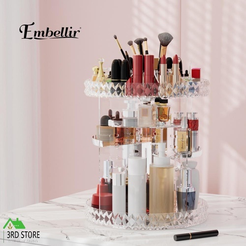 Embellir Makeup Case Acrylic Rotating Cosmetic Organizer Storage Display Holder