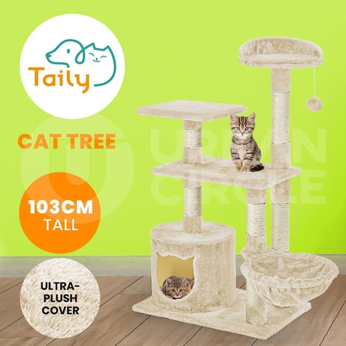 Taily 103cm Cat Tower Tree Scratching Post Scratcher Cats Hammock Play Toys Grey