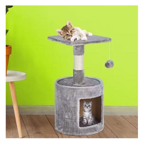 Taily 60cm Cat Tree Scratching Post Tree Kitten Condo Scratcher Toy Light Grey