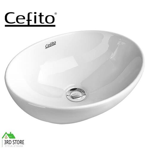Cefito Bathroom Basin Vanity Sink Ceramic Above Counter Hand Wash Bowl Oval