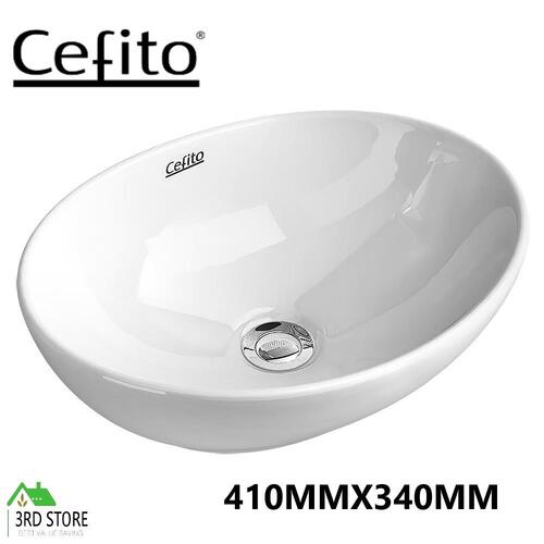 Cefito Bathroom Basin Vanity Sink Ceramic Above Counter Hand Wash Bowl Oval