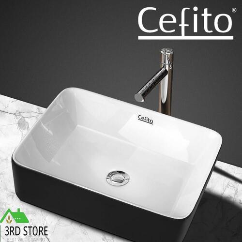 Cefito Ceramic Bathroom Basin Sink Vanity Above Counter Basins Bowl Black White