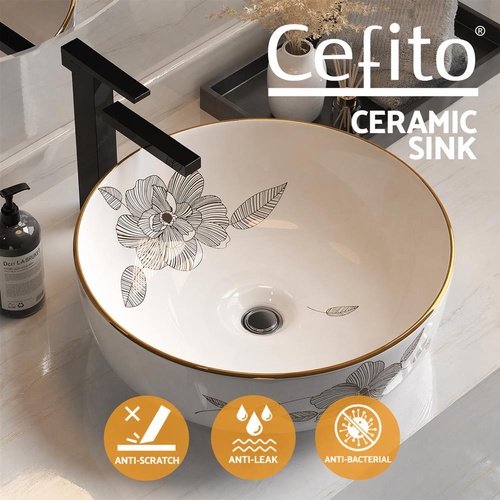 Cefito Bathroom Basin Ceramic Vanity Sink Hand Wash Bowl with Pattern 41x41cm