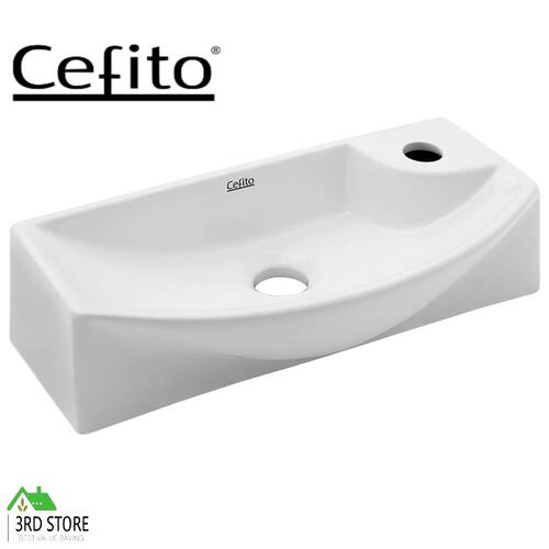 Cefito Bathroom Basin Vanity Ceramic Sink Faucet Above Counter Wall Hung White
