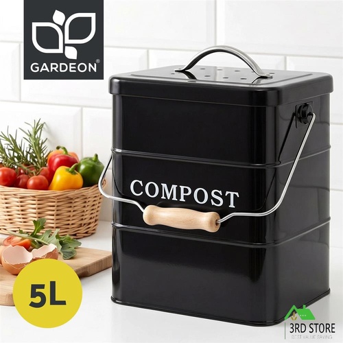 Gardeon 5L Compost Bin Kitchen Countertop Food Waste Caddy Black