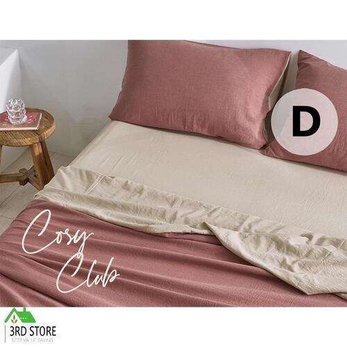 Cosy Club Sheet Set Cotton Sheets Double Vanilla Rhubarb