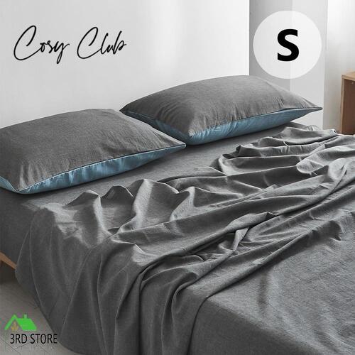 Cosy Club Sheet Set Cotton Sheets Single Blue Dark Blue