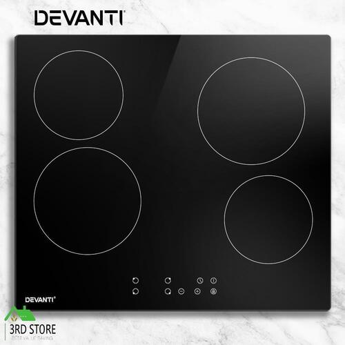 Devanti Ceramic Cooktop 60cm Electric Cooker 4 Burner Stove Hob Touch Control