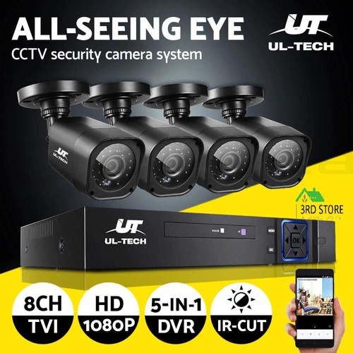 UL-tech Home CCTV Camera Security System 8CH DVR 1080P Outdoor Long Range Kit