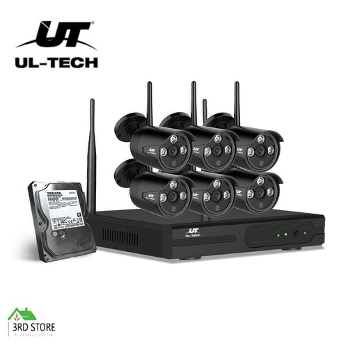 UL-Tech CCTV Wireless Security System 2TB 8CH NVR 1080P 6 Camera Sets