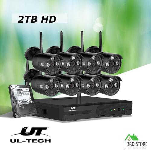 UL-Tech CCTV Wireless Security System 2TB 8CH NVR 1080P 8 Camera Sets