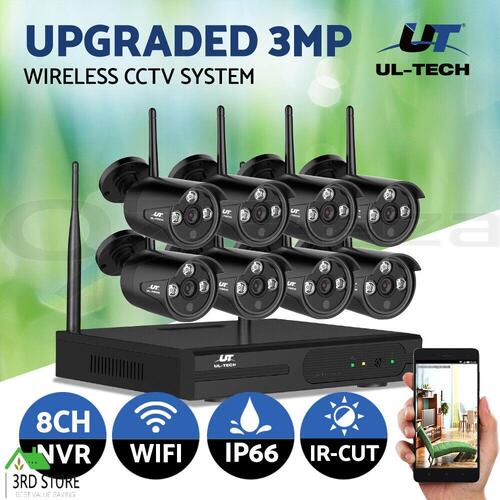 UL-tech CCTV Wireless Security Camera System Home IP 1080P WIFI 8CH Day Night