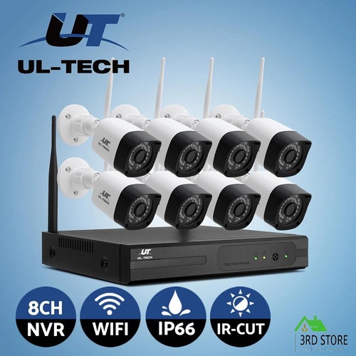 UL-tech Wireless CCTV 3MP Security Camera 8CH NVR 8 Square Cameras WiFi Outdoor