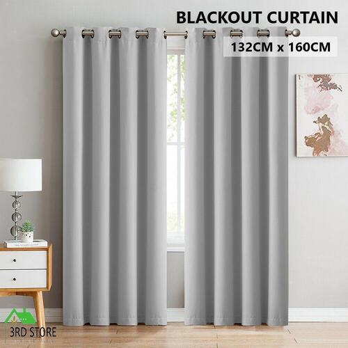 2X Blockout Curtains Blackout Window Curtain Draperies Pair Eyelet Decor 160x132