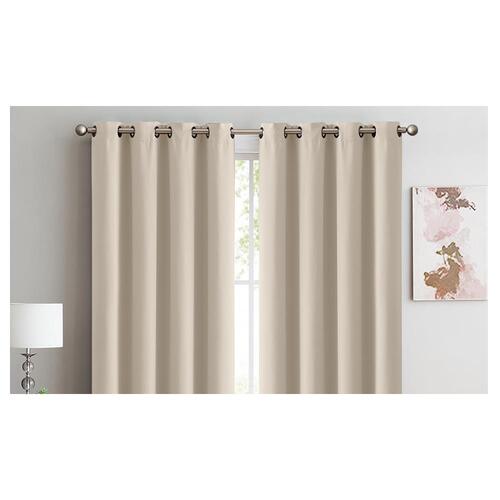 2 Pcs 240x230cm 90% Blockout Window Curtains Draperies Eyelet w/ 3 Layers Begie