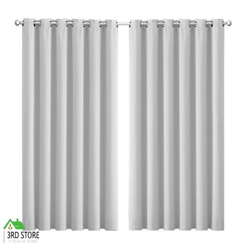 2 Pcs 240x230cm 90% Blockout Curtains with 3 Layers in Grey Colour
