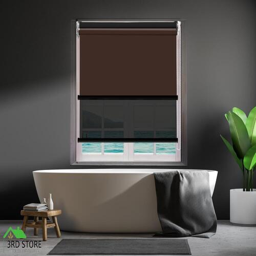 Roller Blinds Blackout Blockout Curtains Double Window Sunshade 210x210 COBK