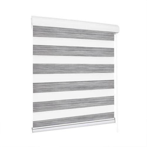 Marlow Blackout Zebra Roller Blind Curtains Double Window Sunshade 120x210 Grey