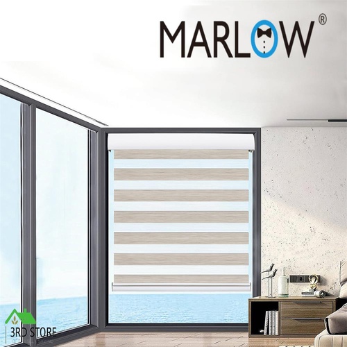 Marlow Blackout Zebra Roller Blind Curtains Double Window Sunshade 120x210 White