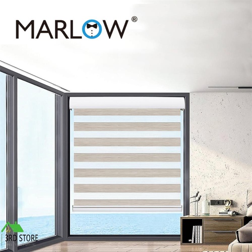 Marlow Blackout Zebra Roller Blind Curtains Double Window Sunshade 150x210 White