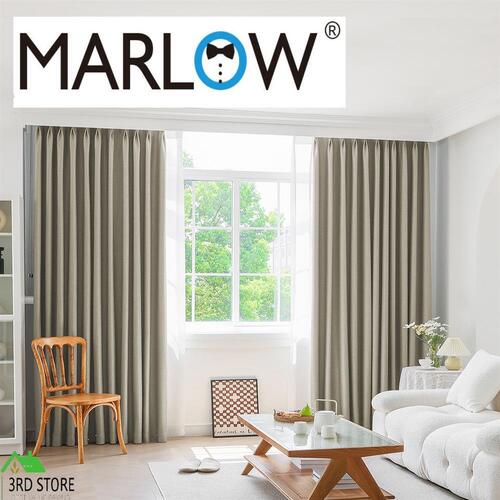 Marlow 2XBlockout Curtains Chenille Blackout Draperies Eyelet Day 132x250 Coffee
