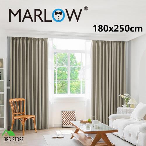 Marlow 2XBlockout Curtains Chenille Blackout Draperies Eyelet Day 180x250 Coffee