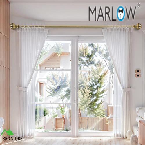 Marlow Curtain Rod Steel Nordic Quiet Rail Pole Pommel Set Extendable Adjustable