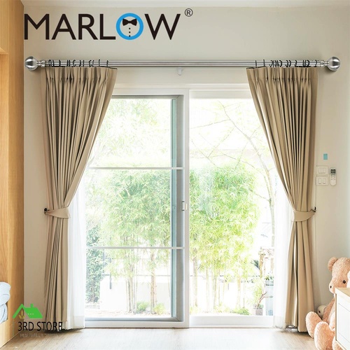 Marlow Curtain Rod Extendable Rail Pole Bracket End Set Steel Satin Nickel