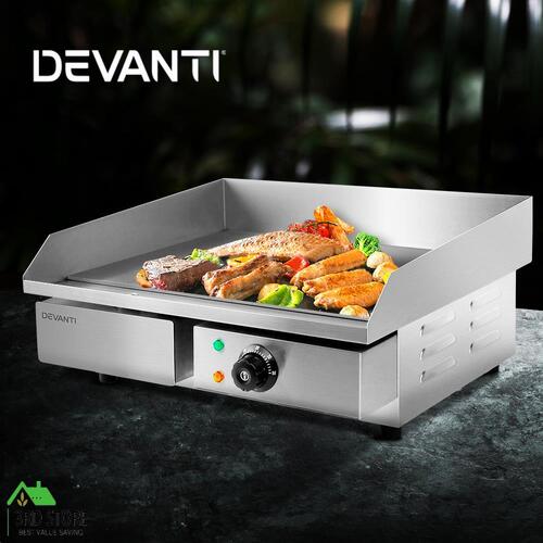 Devanti Commercial Electric Griddle BBQ Grill Pan Hot Plate Stainless Steel