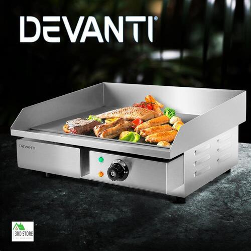 Devanti Commercial Electric Griddle BBQ Grill Pan Hot Plate Stainless Steel