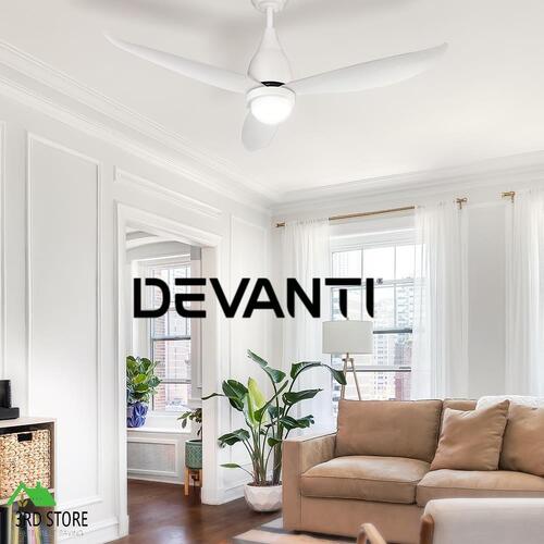 RETURNs Devanti Ceiling Fan DC Motor LED Light Remote Control Ceiling Fans 52'' White